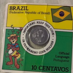 Brazil 10 Centavos Coin with Holder